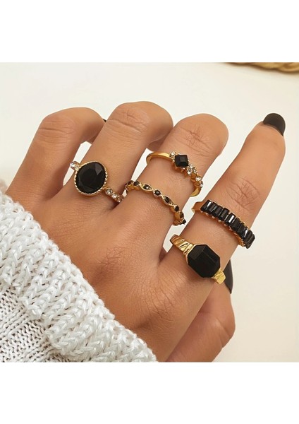 10 Adet Ayarlanabilir Eklem Yüzük Seti Gold Yüzük Kadın Çoklu Incili Yüzük SETI-103 fiyatları