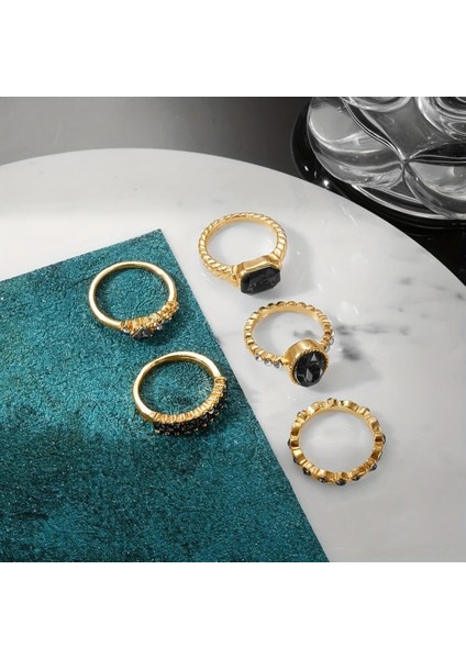 10 Adet Ayarlanabilir Eklem Yüzük Seti Gold Yüzük Kadın Çoklu Incili Yüzük SETI-103 indirimleri