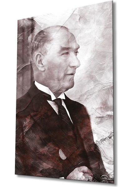 Atatürk Portre Cam Tablo Modern Ev Ofis Salon Hediyelik Büyük Tablo Duvar Dekoru