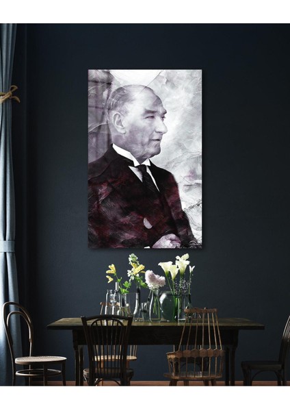 Atatürk Portre Cam Tablo Modern Ev Ofis Salon Hediyelik Büyük Tablo Duvar Dekoru fırsatları