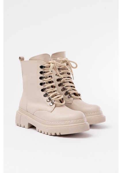 812-2121 Bej Bağcıklı Fermuarlı Günlük Kadın Bot modelleri