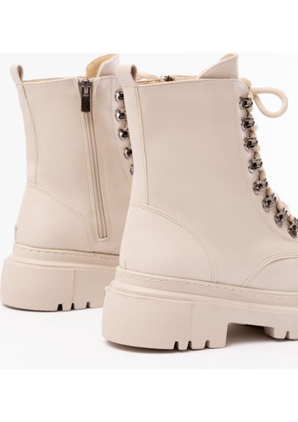 812-2121 Bej Bağcıklı Fermuarlı Günlük Kadın Bot indirimleri