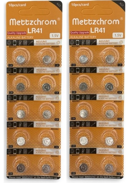 Ag3 LR41 384 L736 1.5V Alkaline Düğme Pil 20'li