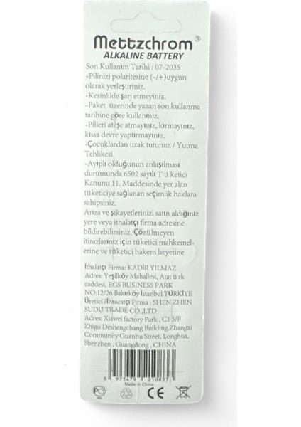 Ag3 LR41 384 L736 1.5V Alkaline Düğme Pil 20'li modelleri