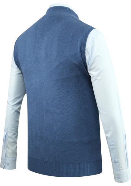 Erkek Fermuarlı Triko Yelek Çelik Örgü Desenli Cepli Klasik Kalıp - 5209J fırsatları