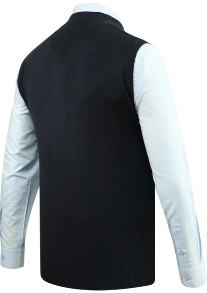 Erkek Fermuarlı Triko Yelek Çelik Örgü Desenli Cepli Klasik Kalıp - 5209J fırsatları