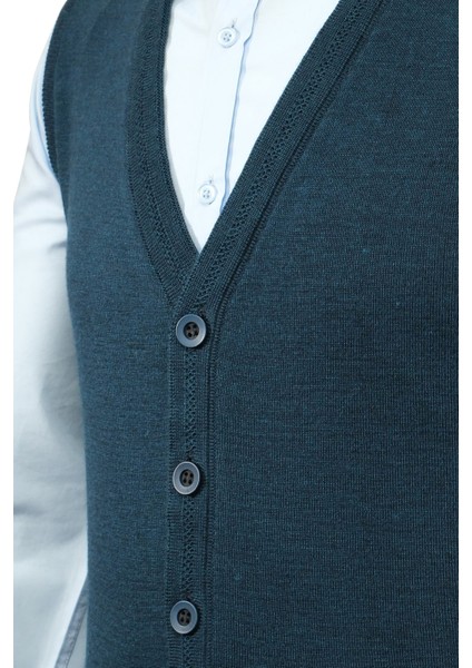 Erkek Düğmeli Yelek Triko Cepli Çelik Örgü Klasik Kalıp - 5200L modelleri
