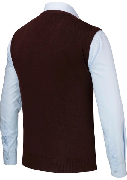 Erkek Düğmeli Yelek Cepli Desenli Çelik Örgü Klasik Kalıp - 5212L fırsatları