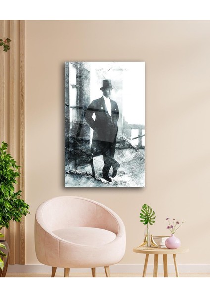 Atatürk Portre Cam Tablo Modern Ev Ofis Salon Hediyelik Büyük Tablo Duvar Dekoru fiyatları