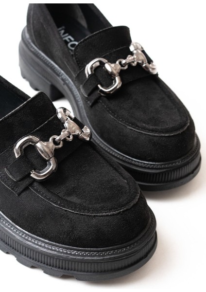 745-773 Siyah Süet Günlük Yüksek Tabanlı Loafer Ayakkabı indirimleri