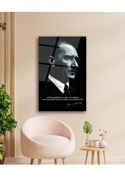 Atatürk Portre Cam Tablo Modern Ev Ofis Salon Hediyelik Büyük Tablo Duvar Dekoru modelleri