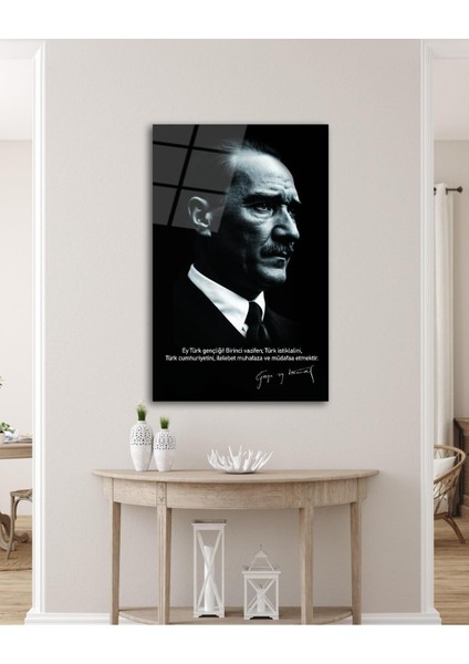 Atatürk Portre Cam Tablo Modern Ev Ofis Salon Hediyelik Büyük Tablo Duvar Dekoru indirimleri