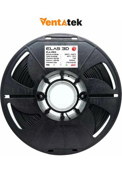 Siyah Pla Pro Filament - 1.75MM - 1 kg