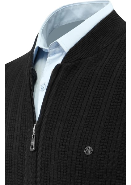 Erkek Fermuarlı Triko Yelek Çelik Örgü Desenli Cepli Klasik Kalıp - 5209J modelleri