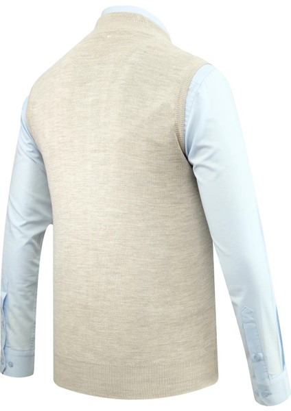 Erkek Fermuarlı Triko Yelek Çelik Örgü Desenli Cepli Klasik Kalıp - 5209J fırsatları