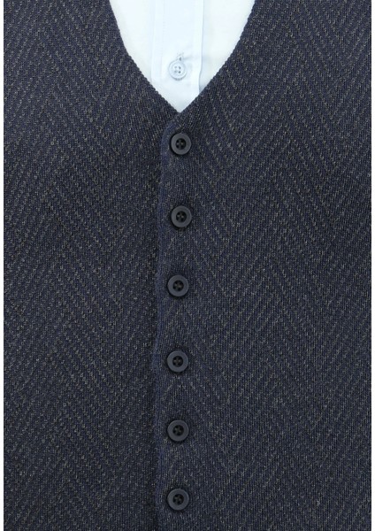 Erkek Düğmeli Yelek Cepsiz Desenli Çelik Örgü Klasik Kalıp - 5211LS fiyatları