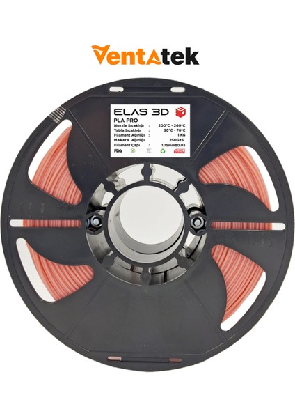 Pastel Pembe Pla Pro Filament - 1.75MM - 1 kg