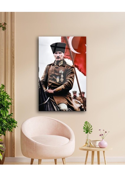 Atatürk Portre ve Türk Bayrağı Cam Tablo Modern Ev Ofis Salon Hediyelik Büyük Tablo Duvar Dekoru fiyatları