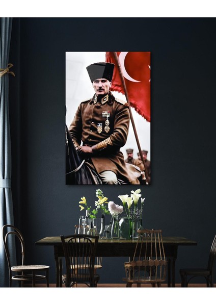 Atatürk Portre ve Türk Bayrağı Cam Tablo Modern Ev Ofis Salon Hediyelik Büyük Tablo Duvar Dekoru modelleri