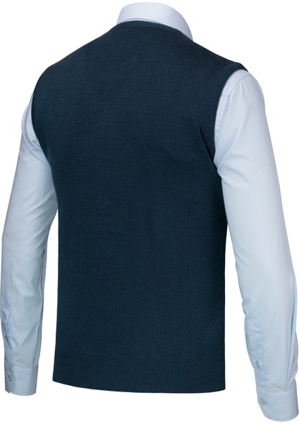 Erkek Düğmeli Yelek Cepli Kabarmalı Çelik Örgü Klasik Kalıp - 5215L fırsatları