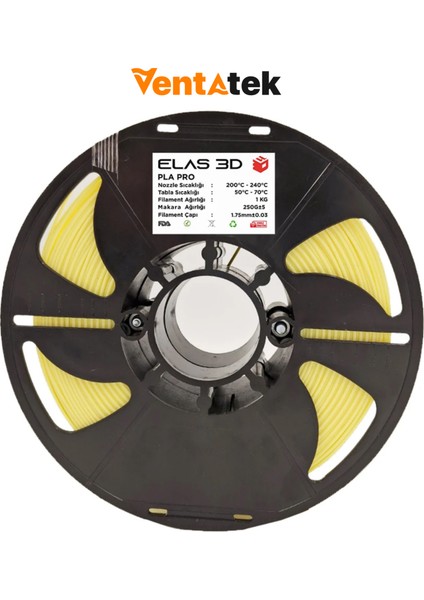 Pastel Sarı Pla Pro Filament - 1.75MM - 1 kg