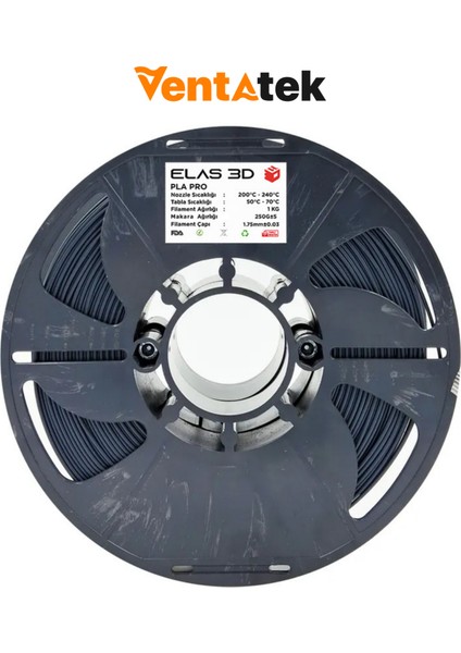 Antrasit Gri Pla Pro Filament - 1.75MM - 1 kg