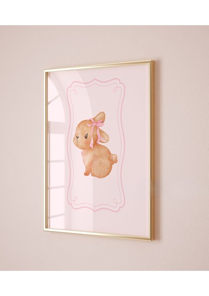 (Çerçevesiz) 3'lü Tavşanlı Çocuk Odası Çerçevesiz Poster Seti, 3 Adet