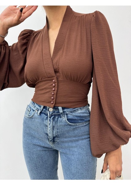 KAHVERENGİ Balon Kol Bluz fiyatları