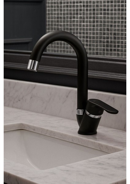 SİYAH LAVABO BATARYASI - PİRİNÇ GÖVDE fiyatları