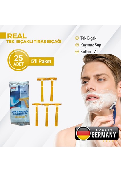 Tek Bıçaklı Tıraş Bıçağı 25 Adet 5 Paket