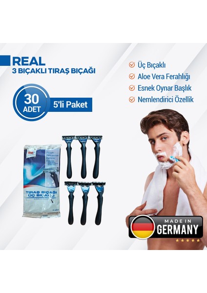 3 Bıçaklı Tıraş Bıçağı 30 Adet 5 Paket