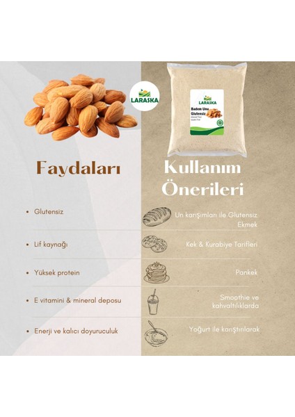 Glutensiz Badem Unu 500G- Almond Flour Gluten Free Vegan