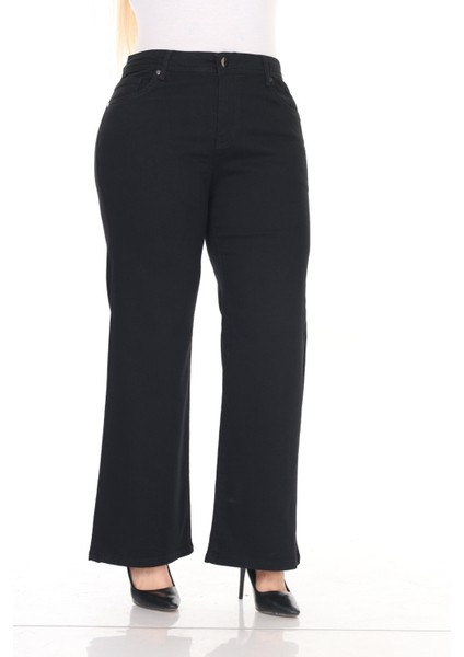 Normal Kesim Düz Paça Yüksek Bel Kadın Büyük Beden Kot Pantolon