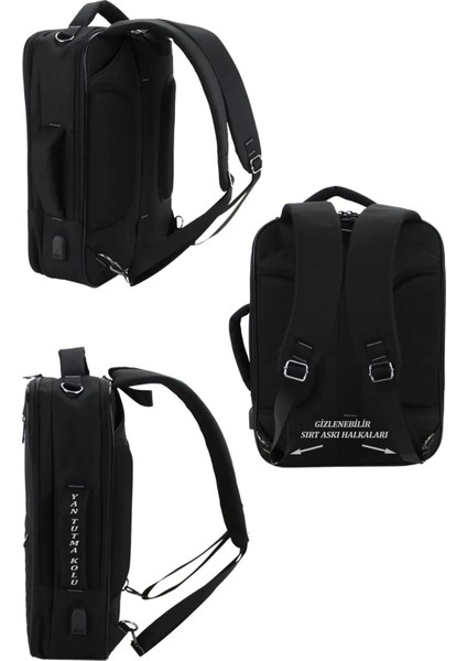 Sym Saraç Siyah 15.6 Inç Notebook-Leptop Sırt ve Omuz Çantası USB Çıkışlı Su Darbeye Uyumlu Yüzey fırsatları