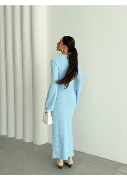 Doku Detaylı Triko Uzun Kadın Elbise modelleri