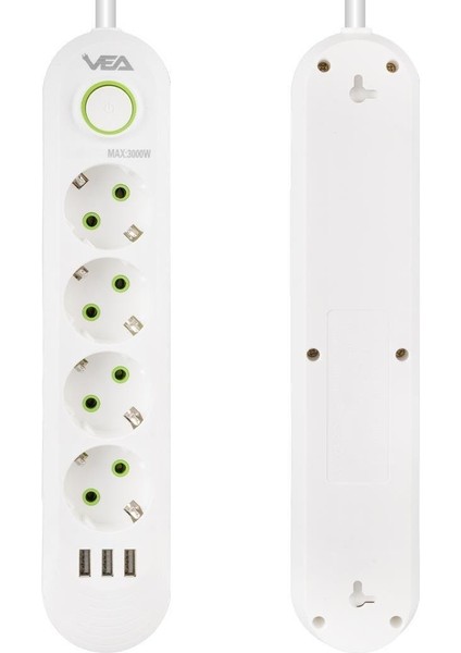 4'lü 3 Usb'li 1.5 Metre Akım Korumalı Priz Beyaz fiyatları