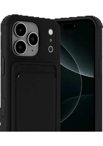 Apple iPhone 17 Pro Kelvin Kartvizitli Silikon - SIYAH-(5796)
