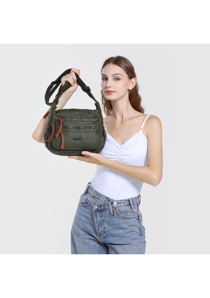 Yıkama Rölaks Deri Yumuşak Kadın Postacı Çantası