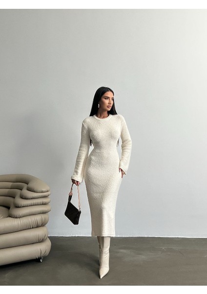 Doku Detaylı Triko Uzun Kadın Elbise modelleri