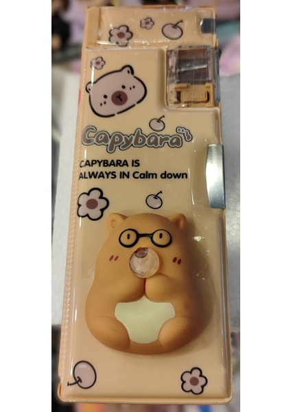 Capybara Figürlü 3 Bölmeli Kalemtraşlı Sukuşi Model Kalem Kutusu AD46461