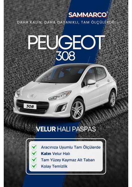 Peugeot 308 2007-2012 Halı Paspas Velur Paspas Kumaş Paspas Oto Paspas fiyatları