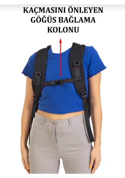 Su Geçirmez Europa Export Kumaş Sırt Çantası USB Bağlantılı Ortopedik Sırt Detaylı