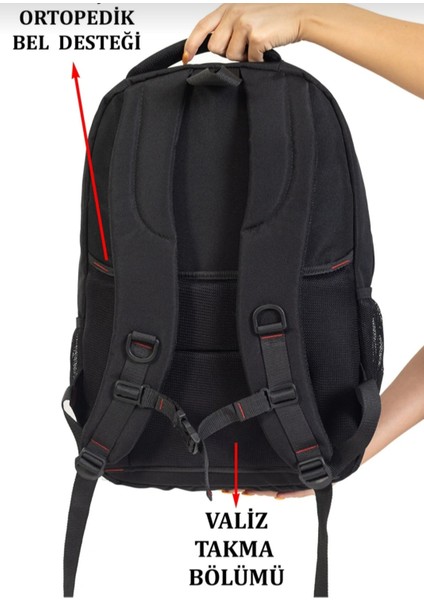 Su Geçirmez Europa Export Kumaş Sırt Çantası USB Bağlantılı Ortopedik Sırt Detaylı