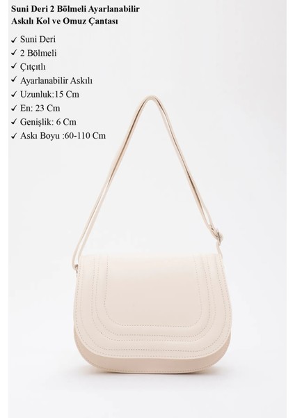 Suni Deri 2 Bölmeli Ayarlanabilir Şık ve Ergonomik Askılı Kol ve Omuz Çantası modelleri