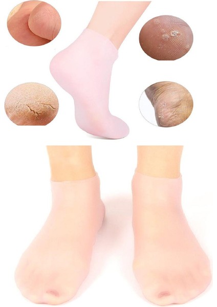 1 Çift Silikon Jel Topuk Nemlendirici Çorap Ayak Bakımı Çatlama Koruyucu Krem Çorabı modelleri