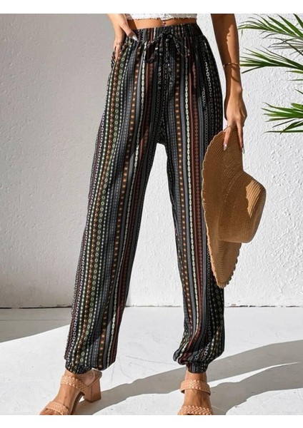 Kadın Moss Krep Kumaş Bel ve Bilekler Lastikli Rahat Kesim Pantolon fiyatları