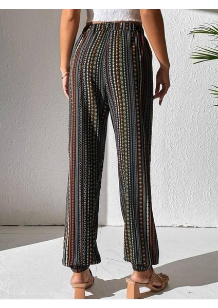 Kadın Moss Krep Kumaş Bel ve Bilekler Lastikli Rahat Kesim Pantolon modelleri