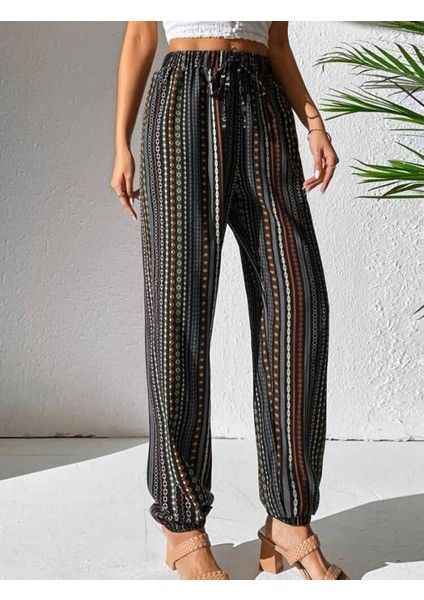 Kadın Moss Krep Kumaş Bel ve Bilekler Lastikli Rahat Kesim Pantolon fırsatları