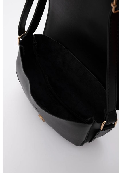 Kilit Detaylı Suni Deri Tek Bölmeli Çıtçıtlı Şık ve Ergonomik Kol ve Omuz Çantası Zarif