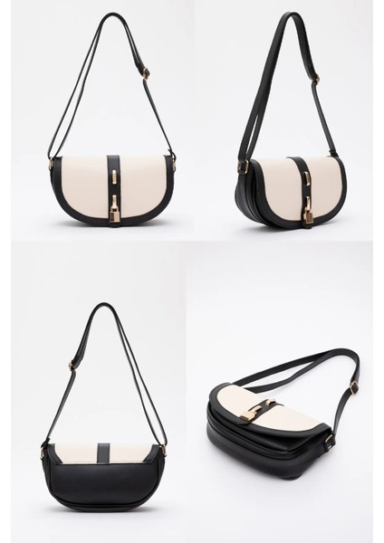 Kilit Detaylı Suni Deri Tek Bölmeli Çıtçıtlı Şık ve Ergonomik Kol ve Omuz Çantası Zarif